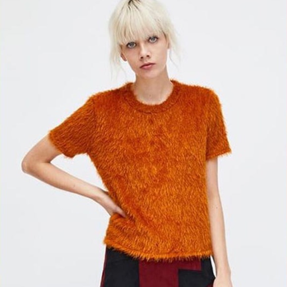 Zara Sweaters Zara Faux Fur Top L Poshmark